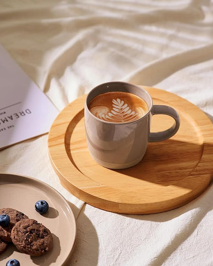 famiware Coffee Mugs for 4, 12 oz Mug Set, Dringking Cup with Handle for Coffee, Tea, Cocoa, Milk, Milkyway series, Cinnamon Brown