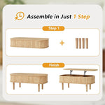 Load image into Gallery viewer, Fluted Lift Top Coffee Table with Hidden Compartment, Fully Assembled Wooden Center Table, Modern Oval Lift Tabletop for Home Living Room Office, Natural