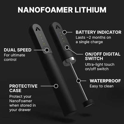 Subminimal NanoFoamer Lithium Performance Milk Foamer | USB-C Rechargeable, IP4 Waterproof, Dual-Speed, Stainless Steel | Premium Microfoamed Milk in 30 Seconds, Barista-Style Coffee Drinks at Home