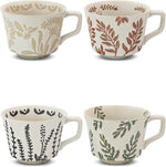 Load image into Gallery viewer, Ceramic Coffee Mug, 12 oz Novelty Unique Teacup with Handle, Stoneware Cup for Tea Mocha Latte Cappuccino Espresso (Set of 4, Butterfly Grass Ivy and Leaf)