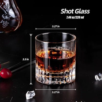 KAMMAK Series Whiskey Glasses, 7.7 oz (220 ml) Old Fashioned Tumbler, Thick Base Crystal Glass with Delicate Rim & Seamless Design for Scotch, Bourbon, Cocktails, Lead-Free Barware