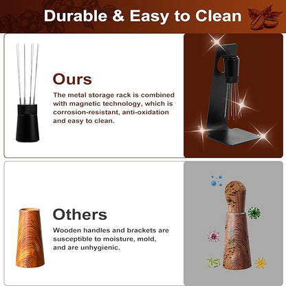 Espresso Accessories Kit 58mm, Coffee Tamper with Spring Loaded Calibration, 316 Stainless WDT Tool with Magnetic Stand and Dosing Funnel Set Fits Espresso Machine Press and 58mm Portafilters