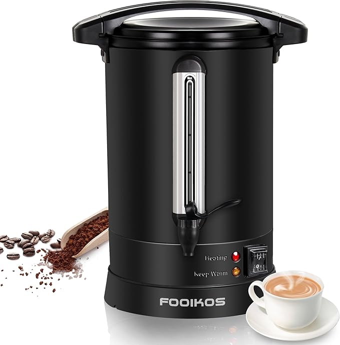 Coffee Maker 100 Cup Commercial Coffee Urn,Hot water/beverage Machine and Drink Dispenser-Premium 304 Double-Wall Stainless Steel Electric Percolator Coffee pot,Keep Warm for Hours,Matte Black