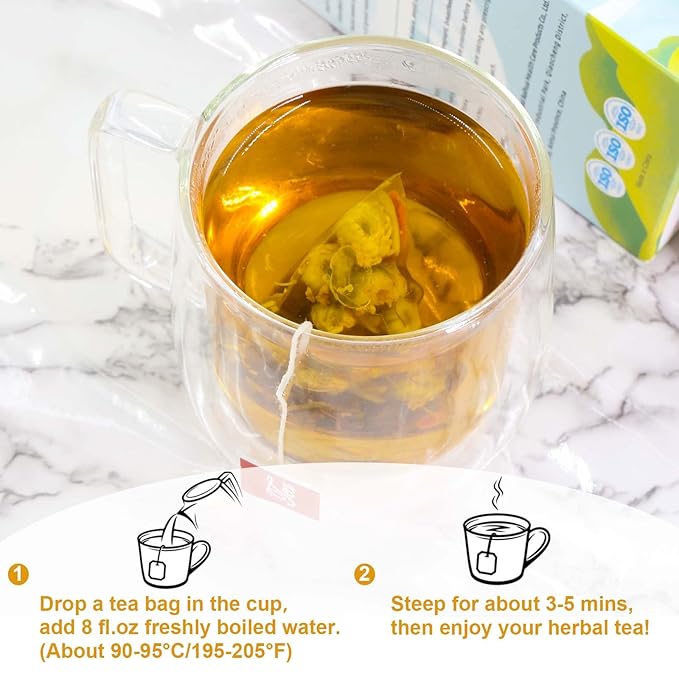 TEARELAE - Chrysanthemum Cassia Seed Tea - Nourishing Liver Tea - 8g x 20 Count - Burdock Root, Goji Berry, Honeysuckle, Osmanthus - Natural Herbal Chrysanthemum Tea Bags - Liver Clean & Detox