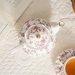 Load image into Gallery viewer, Flower Ceramic Teapot,22oz Porcelain Tea pot for Tea Coffee Milk for Office Home Men Women as Gift (White and big flowers)