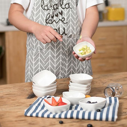 MALACASA 5 oz Porcelain Dip Bowls Set, 12 Pack Small Ramekins, Dipping Sauce Dishes, Stackable Tiny Ramekins for Pudding, Souffle, Brulee, Dessert, Snack, Charcuterie Boards accessories, Oven Safe