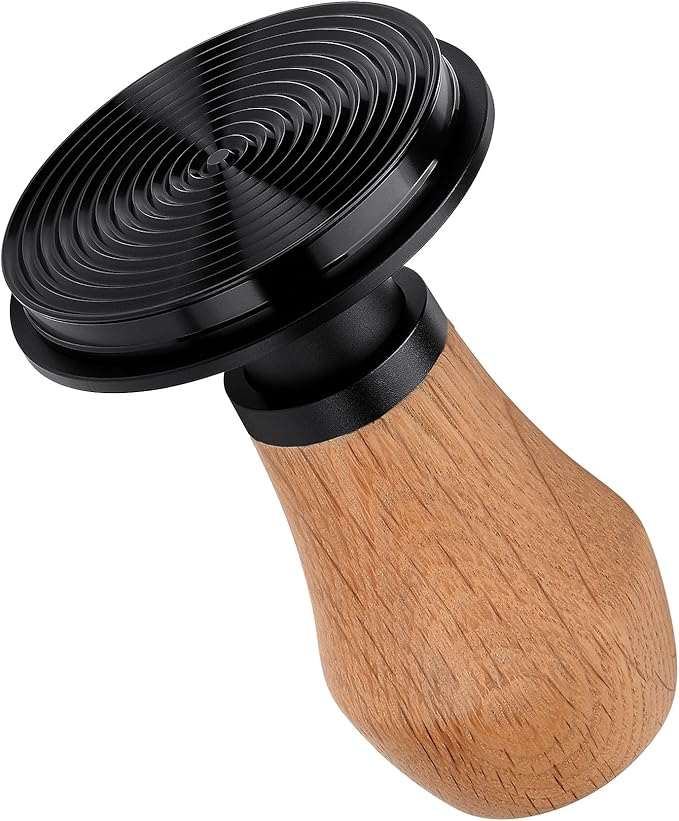 Normcore 53.3mm Espresso Tamper V4 - Spring Loaded With Titanium PVD Coating, Ripple Base - 15lbs/25lbs/30lbs Replacement Springs, Coffee Tamper With Genuine Oak Wood Handle