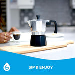 Load image into Gallery viewer, GROSCHE Milano Moka Pot Stovetop Espresso Maker - Italian Espresso Greca Coffee Brewer Percolator | 3 Cup, Tuxedo