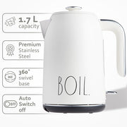 Rae Dunn Electric Hot Water Kettle - Stainless Steel Coffee Maker, Tea Kettle, Swivel Base, With Automatic Shut Off Boil-Dry Protection, Easy Pour Pitcher, 1500 Watt Boiling Power, 1.7 Liters, Cream