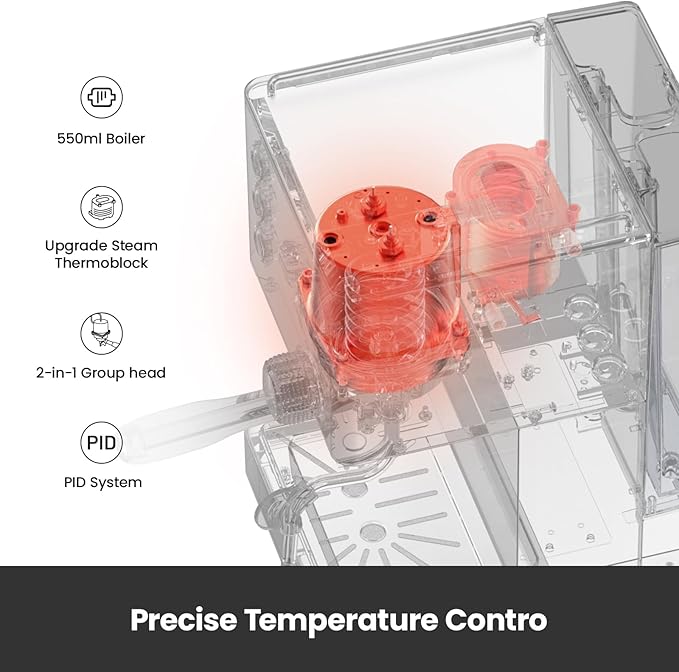 Espresso Machine, 15 Bar Coffee Maker with 1450W Boiler, Milk Frother Steam Wand, Professional Espresso Maker with 57oz Removable Water Tank for Latte, G3007L, Brushed Stainless Steel