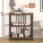 Load image into Gallery viewer, FOLUBAN Bookshelf, Small Modern 3 Tier Bookcase, Wood and Metal Standing Storage Book Shelves for Living Room, Office, Bedroom (Rustic Walnut)