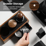Load image into Gallery viewer, MHW-3BOMBER Espresso Tamping Station, 4 in 1 Walnut Espresso Organizer Box with Magnetic Drawer for Storage 51-58mm Espresso Tamper,Distributor,Portafilter and Espresso Accessories,CH6718