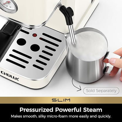 CHULUX Slim Espresso Machine with Milk Frother Steam Wand, 20 Bar Professional Italian Pump Espresso Coffee Machine for Home Cappuccino & Latte Maker, Creamy