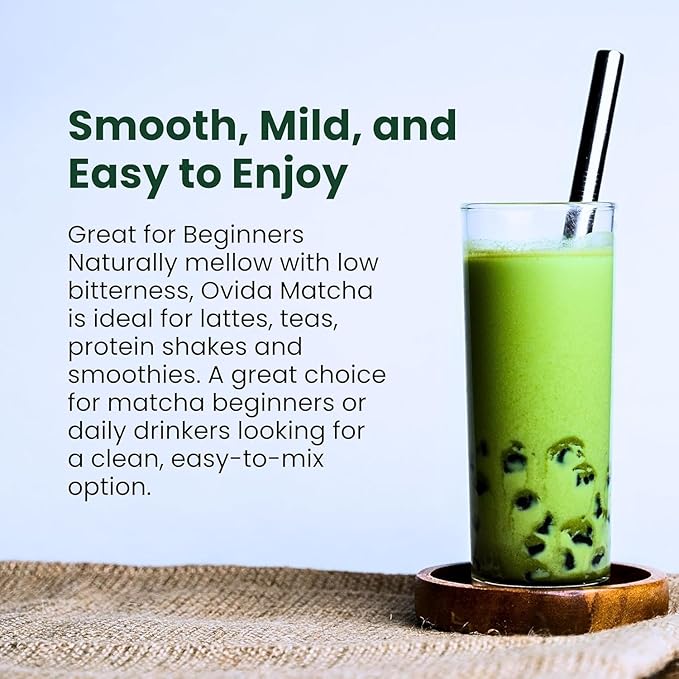 Ovida Premium Organic Matcha Green Tea Powder – Antioxidant Superfood, Authentic Matcha Powder for Lattes, Smoothie & Shakes, Energy & Focus, 100% Pure, Unsweetened, Vegan, Gluten-Free, 4oz (113g)
