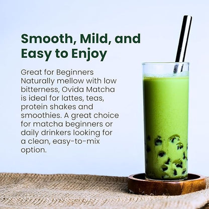 Ovida Premium Organic Matcha Green Tea Powder – Antioxidant Superfood, Authentic Matcha Powder for Lattes, Smoothie & Shakes, Energy & Focus, 100% Pure, Unsweetened, Vegan, Gluten-Free, 4oz (113g)