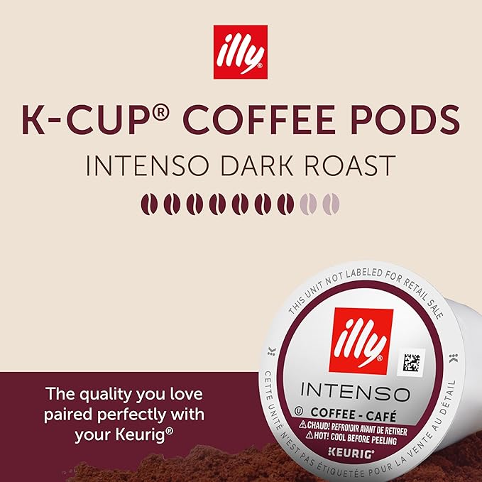 Illy Coffee K-Cups - Compatible Pods for Keurig Coffee Maker - Intenso Dark Roast - Bold & Full of Flavor, Notes of Cocoa & Dried Fruit - 10 Count (Pack of 6)