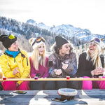 Load image into Gallery viewer, 4 Person shot ski Board 57'' x 3.9'' Vintage Wooden Board with 50 Plastic Shot Glasses and 1 Marker Pen Rustic Retro Ski for Gathering Birthday Party Wedding(Natural Color)