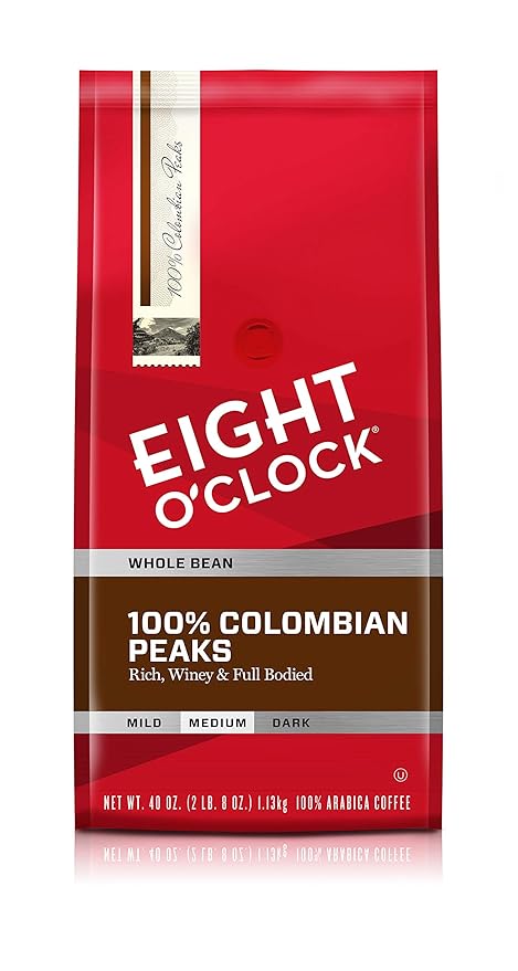 Eight O'Clock Whole Bean Coffee, Colombian Peaks, 40 Ounce