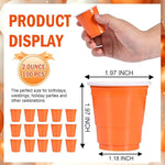 Load image into Gallery viewer, 100 Pack 2 oz Plastic Shot Glasses Disposable Shot Cups, Mini 2oz Party Cups for Halloween, Birthday, Wedding, Bachelorette Party, Baby Shower Supplies (Orange, Black)