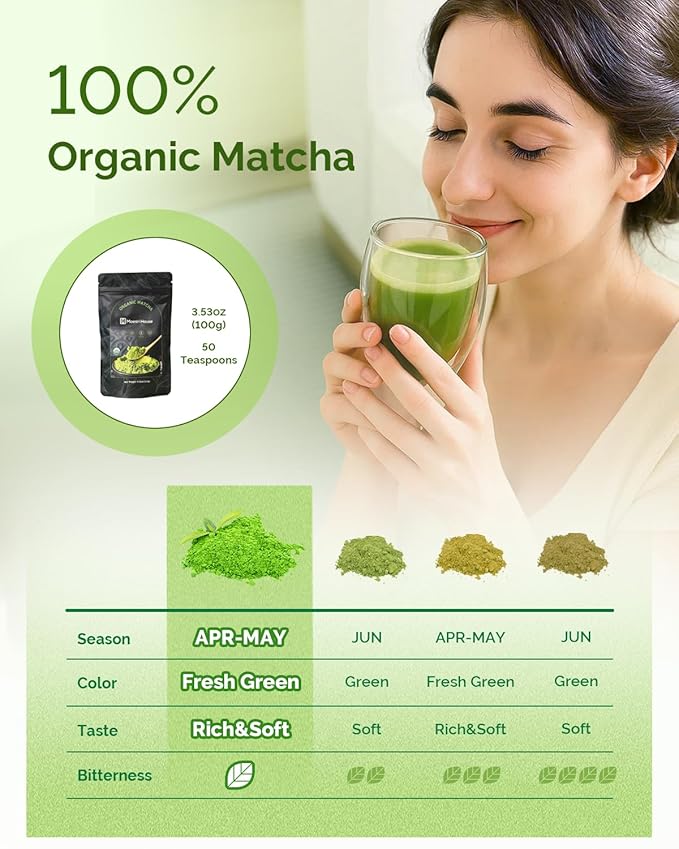 Maestri House Matcha Green Tea Powder, Authentically Culinary Grade from Japan, 100% Pure Organic, Rich Matcha Flavor, for Baking, Desserts & Lattes (3.53oz/100g)