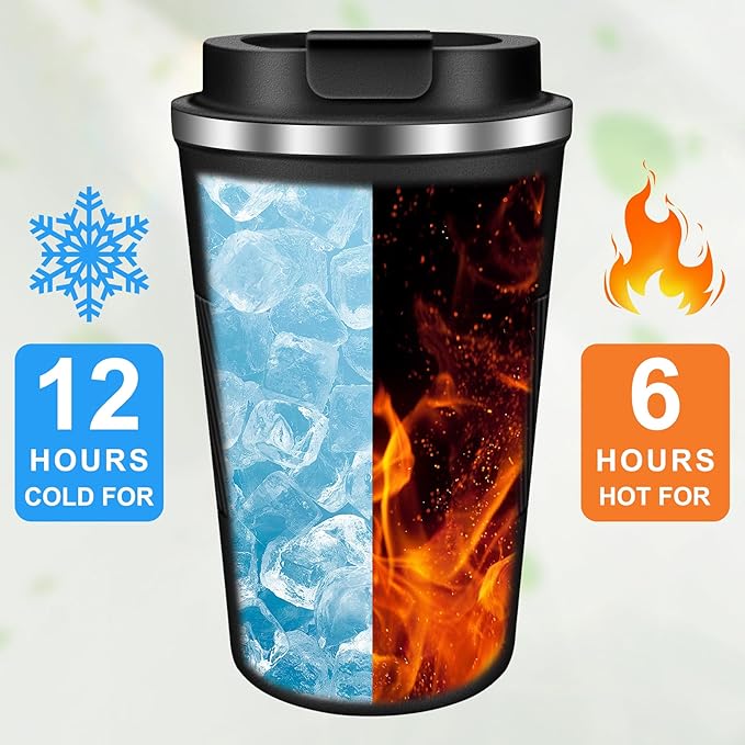 Coffee Travel Mug 12 oz & 17 oz Insulated Coffee Mug with Lid Portable Spill-Proof Coffee Travel Mug No Handle Reusable Stainless Steel Mug Keeps Cold and Hot Suitable for Car, Daily, Travel and Gifts