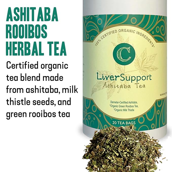 Dr. Cowan’s Garden Organic Ashitaba Herbal Tea, 20 Tea Bags - Liver Detox Rooibos Tea Bags with Milk Thistle, Calming Liver Support & Cleanse for Health and Well-Being, Ashitaba Herbs Grown in the USA