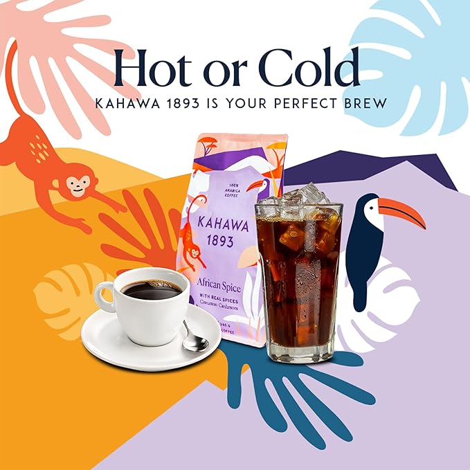 Kahawa 1893 Ground Coffee Medium Roast African Spice 12 Oz - With Cinnamon, Cardamom & Clove, As Seen on Shark Tank, High Antioxidants, Organically Grown, Ethically & Sustainably Sourced