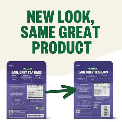 FGO Organic Earl Grey Black Tea, 100 Count, Eco-Conscious Tea Bags, Resealable Bag, Packaging May Vary (Pack of 1)