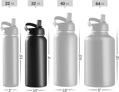 Stainless Steel Insulated Water Bottle and Travel Mug for Hot and Cold Beverages, Wide Mouth, Double Wall Insulated Hydration Sports Water Bottle for Hiking, Biking, Outdoor, 32 OZ BPA Free