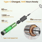 Load image into Gallery viewer, Rechargeable Milk Frother Handheld Electric Frother Wand Milk Foamer Drink Mixer for Coffee, Lattes, Cappuccino, and Egg, Stainless Steel for Travel-Green