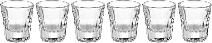 Restaurantware Otto 1 Ounce Shot Glasses Set Of 6 Paneled Whiskey Shot Glasses - Fine-Blown Heavy Base Dishwasher-Safe Clear Glass Shot Glass Set Chip-Resistant For Whiskey Tequila or Vodka