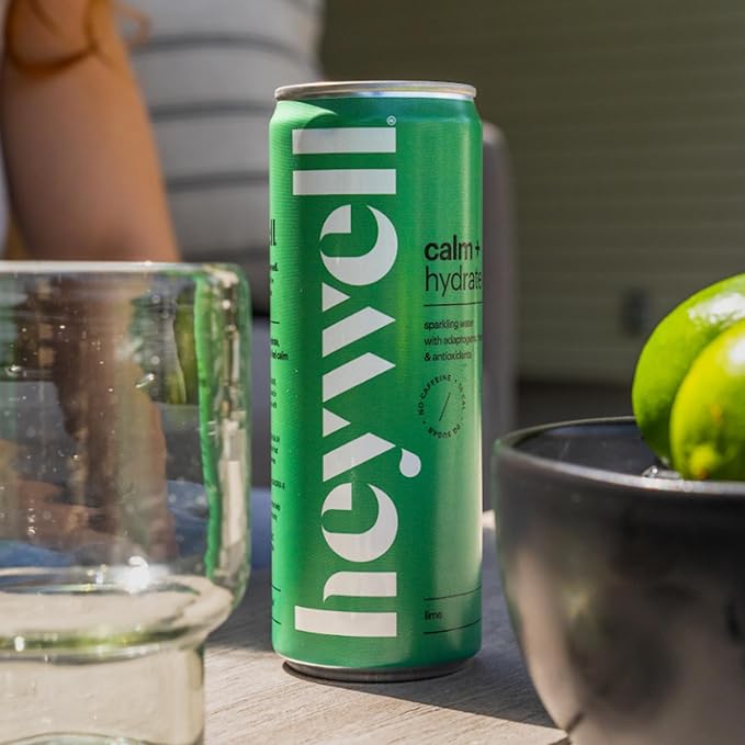 Heywell Sparkling Adaptogenic Water, Variety Pack 12 Fluid Ounce (Pack of 12) Includes - Lime, Grapefruit, Orange Mango, Strawberry Lemon - Calm Drink, Sparkling Drink