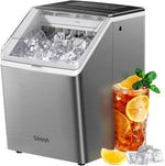 Load image into Gallery viewer, Silonn Ice Maker Countertop 44lbs/Day, Ice Cube Maker with Self-Cleaning, Stainless Steel Ice Machine with 2 Water Fill Options, Compact for Home Office Bar Party