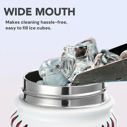 Baseball Water Bottle, 24 oz Insulated Stainless Steel Sports Bottle with Straw, Baseball Stuff Gifts for Boys