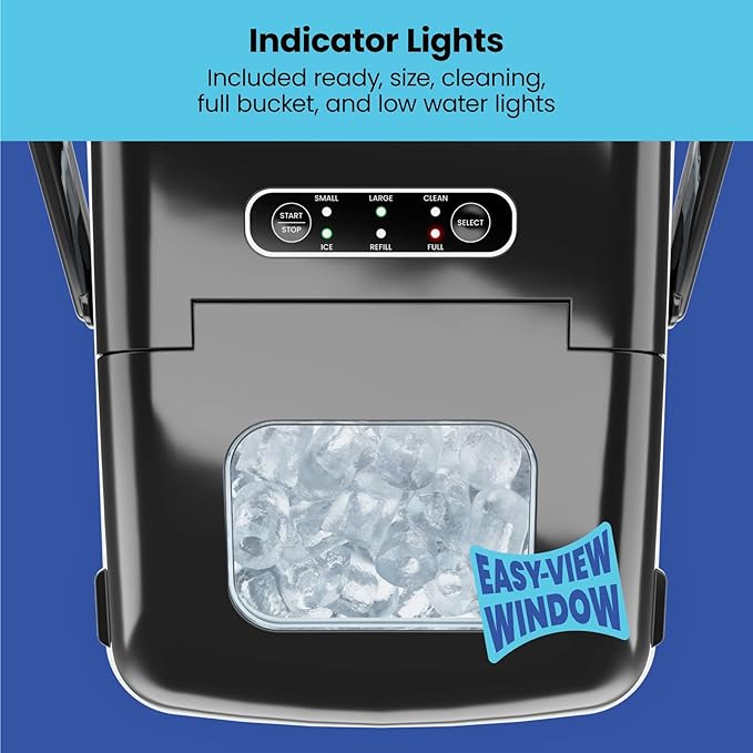 Iceman Dual-Size Countertop Ice Maker Machine, Portable, Creates 2 Cube Sizes in 6 Mins, Holds 1.3 lb. of Ice, Makes up to 26 lb in 24 Hours, Self-Cleaning Scoop Included, Stainless-Steel