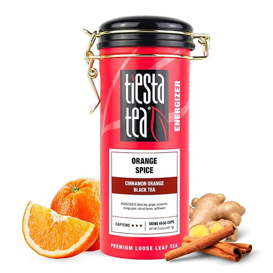 Tiesta Tea - Orange Spice Tea, Loose Leaf, Cinnamon Orange Black Tea, Premium High Caffeine Tea Blend, Make Hot or Iced & Up to 50 Cups, 5 oz Refillable Tin