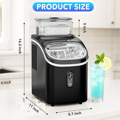Ice Maker Countertop, 16Pcs Ready in 13 Mins, 33lbs/24H, Portable Ice Cube Maker with External Water Tank, Basket & Scoop, Self-Cleaning, Portable Ice Maker Machine for Home/Kitchen/Office (Black)
