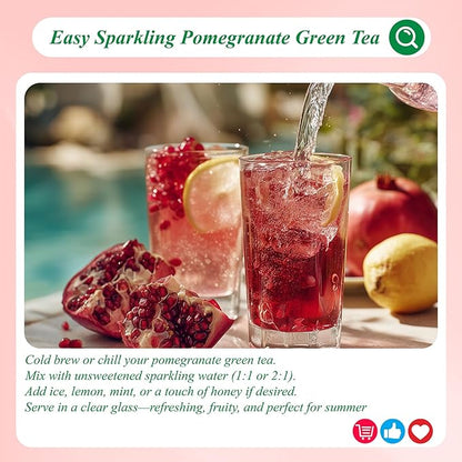 WT WEETEE Pomegranate Green Tea Bags 100 Count, Made of Sencha Green Tea with Pomegranate Flavor, Hibiscus & More, Caffeinated Tea