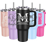 Load image into Gallery viewer, Personalized 40 Oz Tumbler with Handle, Custom Tumbler With Name - Lid and Straw, Stainless Steel Coffee Tumbler Travel Coffee Mug Cup, Personalized Gift for Women Men Birthday