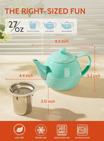 Load image into Gallery viewer, Sweese Teapots for Tea, 27 oz Porcelain Tea pot with Removable Stainless Steel Infuser, Tea Pots for Loose Tea - Mint Green