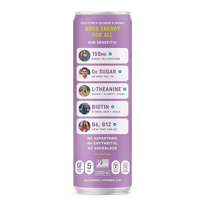 GORGIE Sugar Free Natural Energy Drinks, Wild Berry (12 Pack) - Healthy Energy Drinks - Natural Coffee Replacement with Green Tea Caffeine and Biotin - 150mg Caffeine, Vegan, & Low Calorie