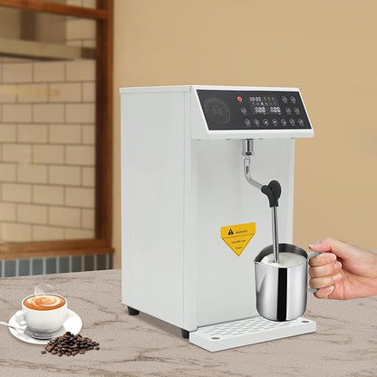 110V Electric Milk Frother and Steamer,1300W 8L/2.11Gal Stainless Steel Automatic Milk Warmer with Timer and LED Display,Four-hole Nozzle