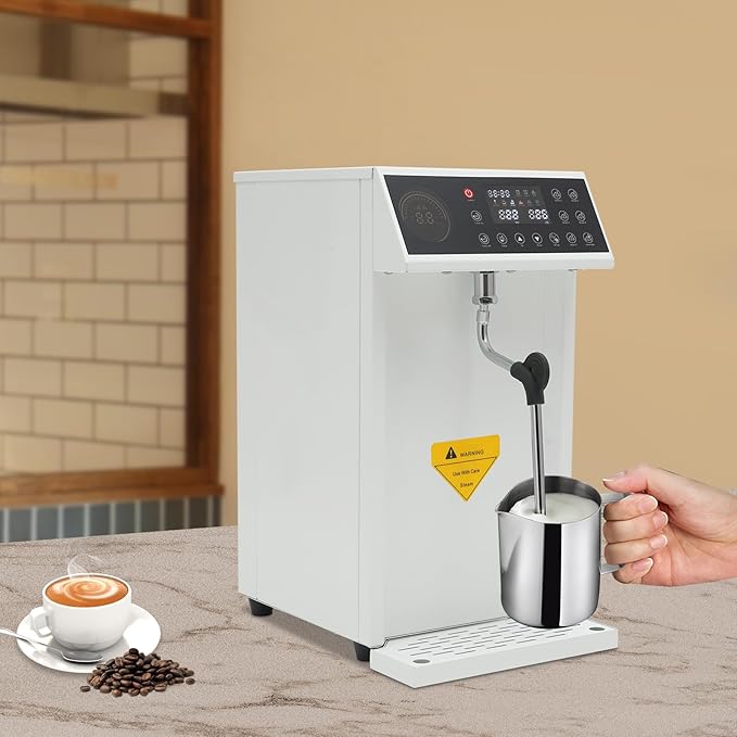 Commercial Steam Milk Frother, Fast Heating Milk Steamer Machine, Stainless Steel Multi-Purpose Electric Milk Foam Maker, for Coffee, Milk, Bubble Tea, 8L