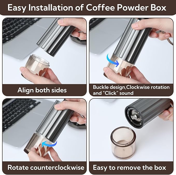 Portable Manual Coffee Grinder, Mini Coffee Grinder Capacity 25g with CNC Stainless Steel Burr, Internal Adjustable Setting, Fit for Espresso, Pour Over, Travel, Camping and Home
