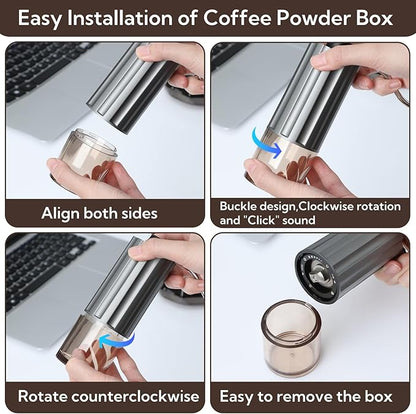 Portable Manual Coffee Grinder, Mini Coffee Grinder Capacity 25g with CNC Stainless Steel Burr, Internal Adjustable Setting, Fit for Espresso, Pour Over, Travel, Camping and Home