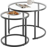 Load image into Gallery viewer, aboxoo Gold Nesting Coffee Table Set of 2, Small Glass Round Nesting Tables for Living Room Bedroom, Accent Tea Table with Black Metal Frame Modern Industrial Simple
