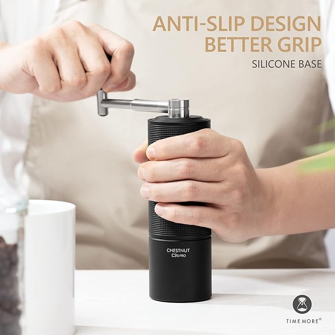 TIMEMORE Manual Coffee Grinder Chestnut C3S PRO, Hand Coffee Grinder with Foldable Handle, Stainless Steel S2C Conical Burr Coffee Grinder, Adjustable Grind Setting for Espresso to French Press, Black