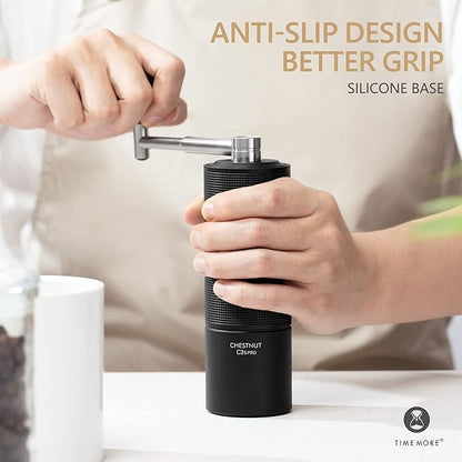 TIMEMORE Manual Coffee Grinder Chestnut C3S PRO, Hand Coffee Grinder with Foldable Handle, Stainless Steel S2C Conical Burr Coffee Grinder, Adjustable Grind Setting for Espresso to French Press, Black