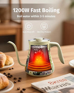 Load image into Gallery viewer, 0.8L Gooseneck Electric Kettle, Precise Temperature Control for Pour Over Coffee &amp; Tea, 1200W Fast Boiling Water, Auto Shut Off, Scheduling, Stainless Steel, Floral Painted Design