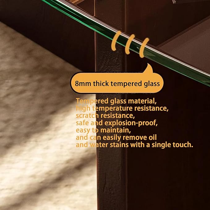 EASYSOUL Modern Round Glass Coffee Table with Wood Base for Living Room, 35.43" D x 35.43" W x 13.78" H, Mid Century Circular Center Coffee Tables with Tempered Glass Top (Walnut-Grey Glass/35.43 ")